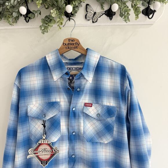 Dixxon Flannel Co Blue White Plaid Snap Down The Winfield Shirt Medium New A.S - Picture 4 of 4